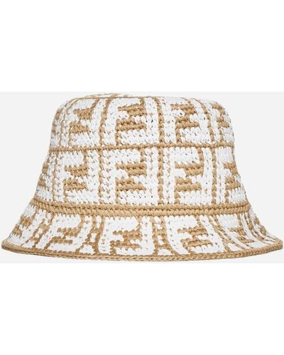 Fendi Ff Crochet Cotton-blend Hat - Natural