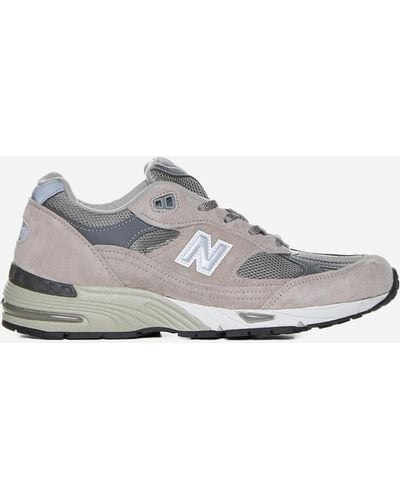 New Balance 991 Suede And Mesh Trainers - White