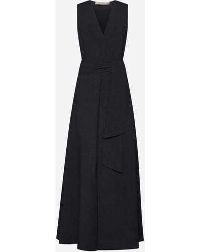 Blanca Vita Aralia Linen-blend Long Dress - Black
