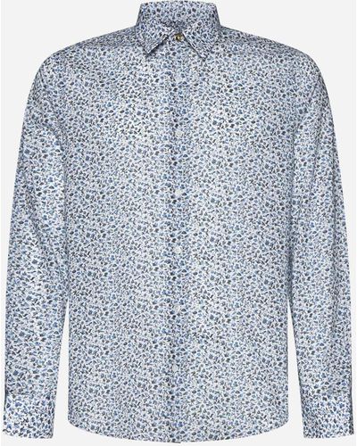 Paul Smith Floral Print Cotton Shirt - Blue