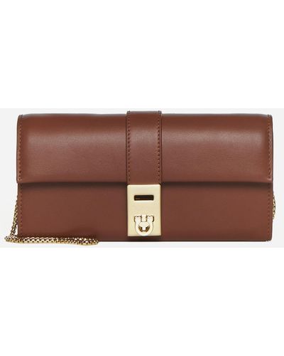 Ferragamo Leather Wallet On Chain Bag - Brown