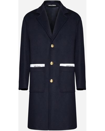 Palm Angels Wool-blend Single-breasted Coat - Blue