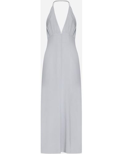 Totême Halter Long Silk Dress - White