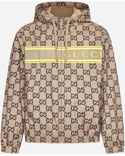 Gucci GG Print Nylon Hooded Jacket - Natural