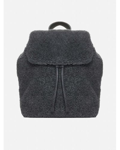 Brunello Cucinelli Wool-blend Fur Backpack - Grey
