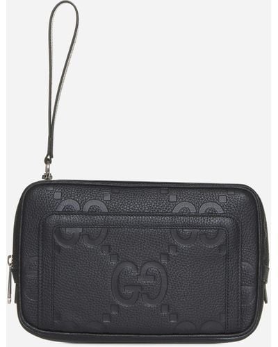 Gucci GG Jumbo Leather Pouch - Black
