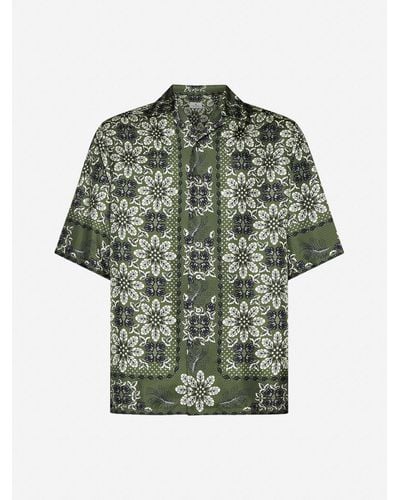 Etro Floral Print Silk Shirt - Green
