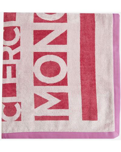 Moncler Logo Cotton Beach Towel - Pink
