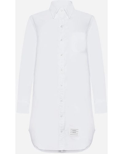 Thom Browne Cotton Mini Shirt Dress - White
