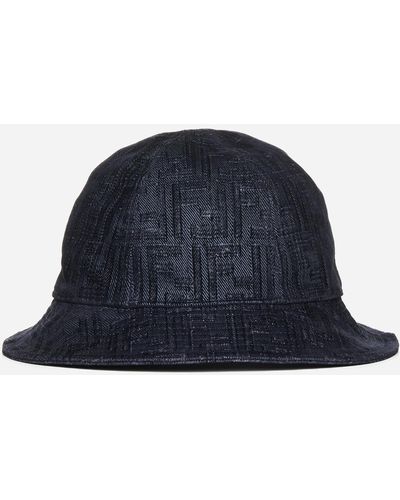 Fendi Hat In Chenille With Ff Jacquard Monogram - Blue