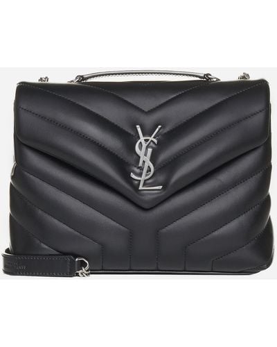 Saint Laurent Loulou Ysl Logo Leather Small Bag - Black