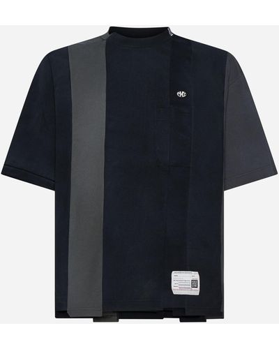 Maison Mihara Yasuhiro Vertical Switching Cotton T-shirt - Blue