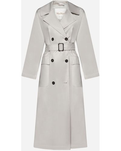 Max Mara The Cube Belted Cotton-blend Trench Coat - White