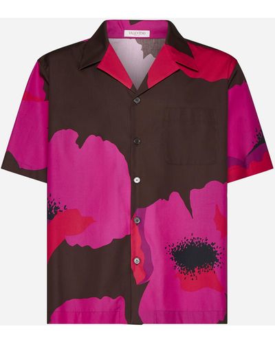 Valentino Floral Print Cotton Shirt - Pink