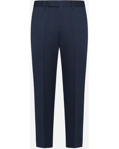 PT Torino Rebel Cotton And Linen Trousers - Blue