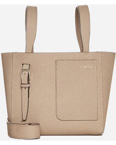 Valextra Leather Mini Bucket Bag - Natural