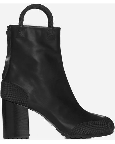 Random Identities Worker Leather Ankle Boots - Black