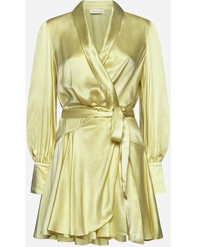 Zimmermann Silk Wrap Mini Dress - Yellow