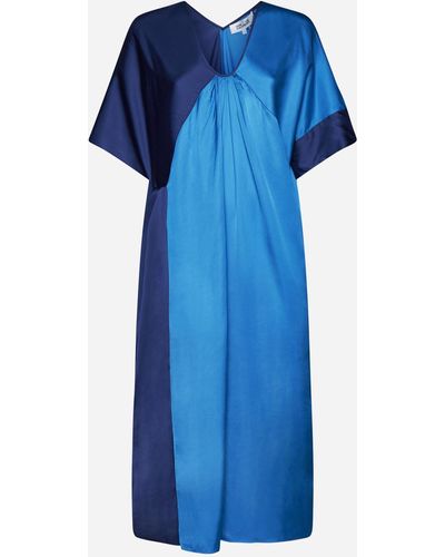 Diane von Furstenberg Ange Color-block Viscose Dress - Blue