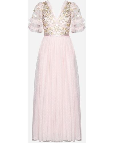 Needle & Thread Embroidery Tulle Ankle Gown - Pink