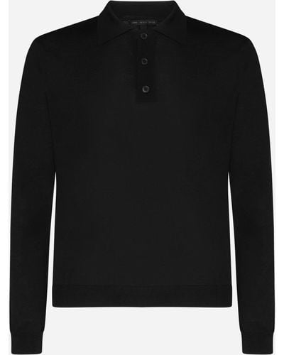 Low Brand Virgin Wool Polo Shirt - Black