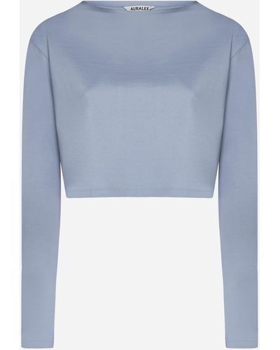 AURALEE Cotton Long-sleeved T-shirt - Blue
