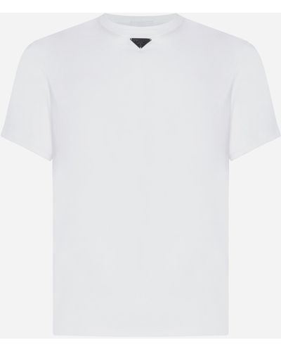 Prada Logo-plaque Crewneck Slim-fit Cotton T-shirt - White