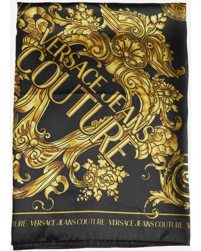 Versace Barocco Print Silk Scarf - Black