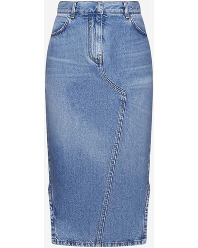 Givenchy Denim Asymmetric Skirt - Blue