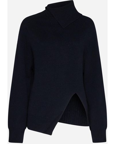 Rohe Wool And Cashmere Split Jumper - Blue