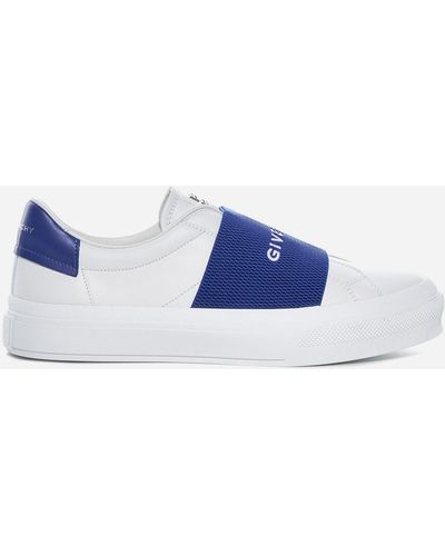 Givenchy City Logo-band Leather Trainers - Blue