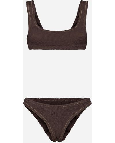Reina Olga Ginny Boobs Crinkled Fabric Bikini - Brown