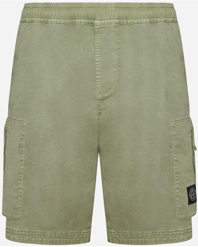 Stone Island Stretch Cotton Shorts - Green
