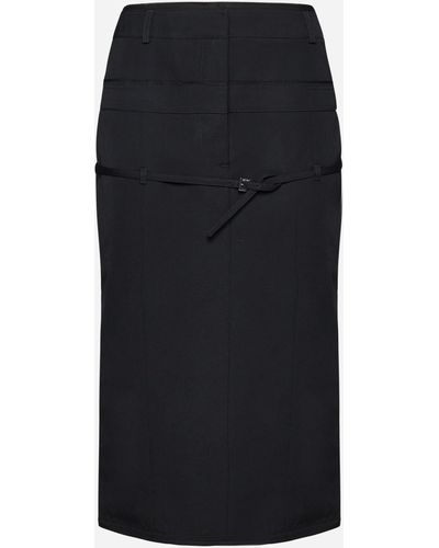 Jacquemus Caraco Wool Midi Skirt - Black