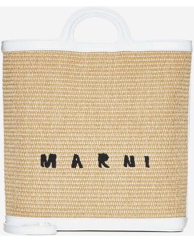 Marni Tropicalia Raffia And Leather Bag - Natural