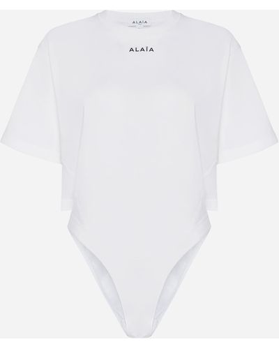 Alaïa Logo Cotton Bodysuit - White
