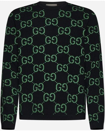 Gucci GG Motif Wool Sweater - Green