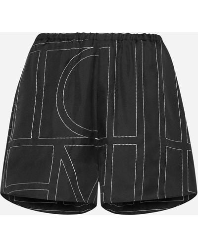 Totême Monogram Silk Shorts - Gray