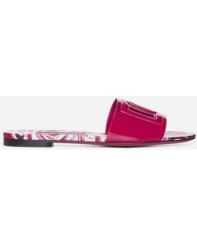 Dolce & Gabbana Dolce & Gabbana Cruise Dg Patent Leather Flat Sandals - Pink