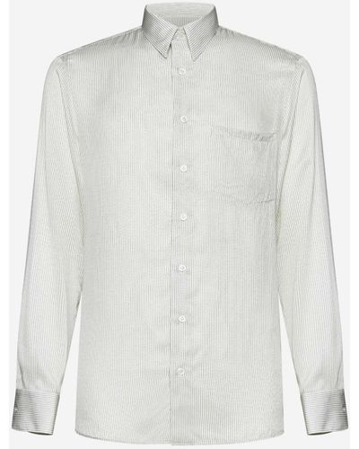 Lardini Striped Viscose Shirt - White