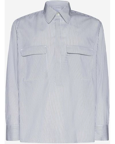 PT Torino Striped Cotton-blend Shirt - Blue