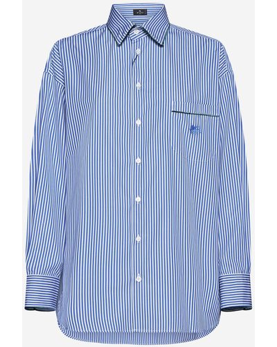 Etro Striped Cottons Shirt - Blue