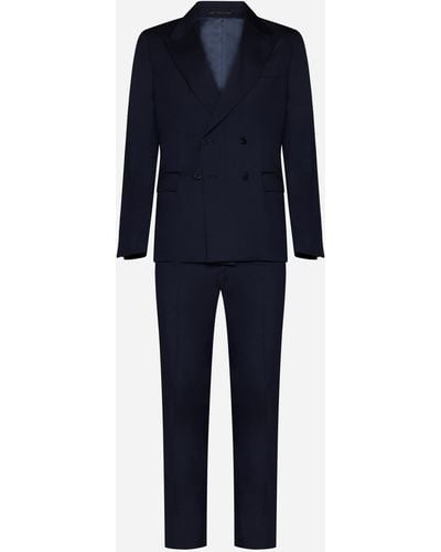 Low Brand Wool Double-breasted Suit - Blue