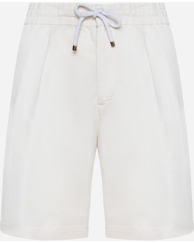 Brunello Cucinelli Linen And Cotton Shorts - White