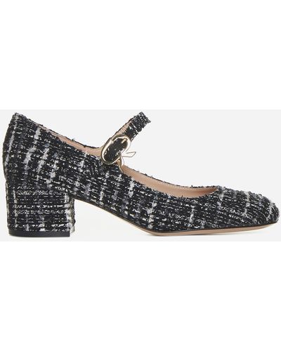 Gianvito Rossi Mary Ribbon Boucle' Court Shoes - Black