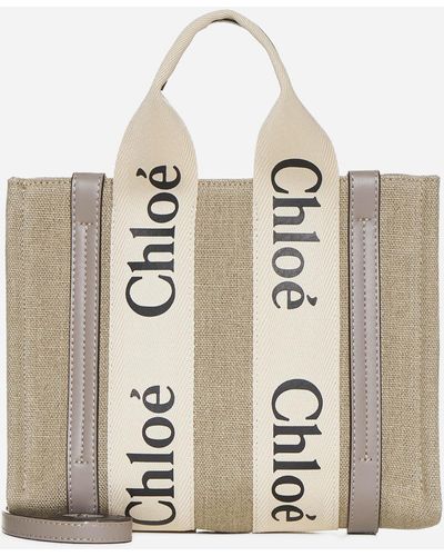 Chloé Woody Linen Small Tote Bag - Natural