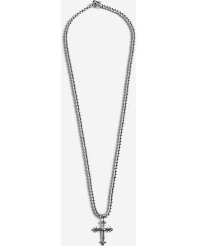 Emanuele Bicocchi Fleury Cross Beaded Silver Necklace - White