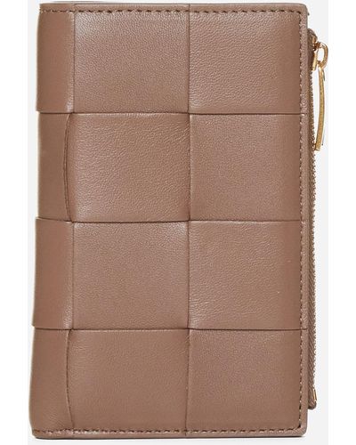 Bottega Veneta Intreccio Leather Medium Bifold Wallet - Brown