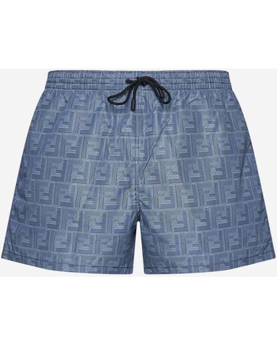 Fendi Shorts da mare a stampa FF - Blu