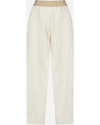 Uma Wang Palmer Pinstripe Cotton-blend Trousers - White